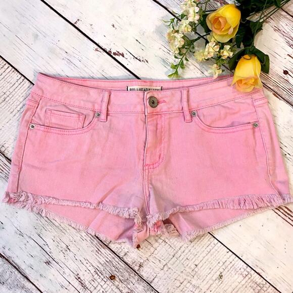 Bullhead Faded Neon Pink Low Rise Cut Off Short Shorts - Size 7 (Junior's) - Picture 1 of 9